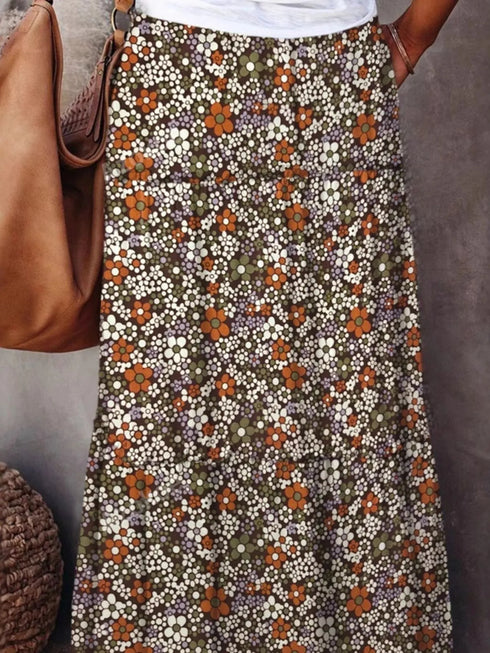 Floral Print Maxi Skirt - Fashorio