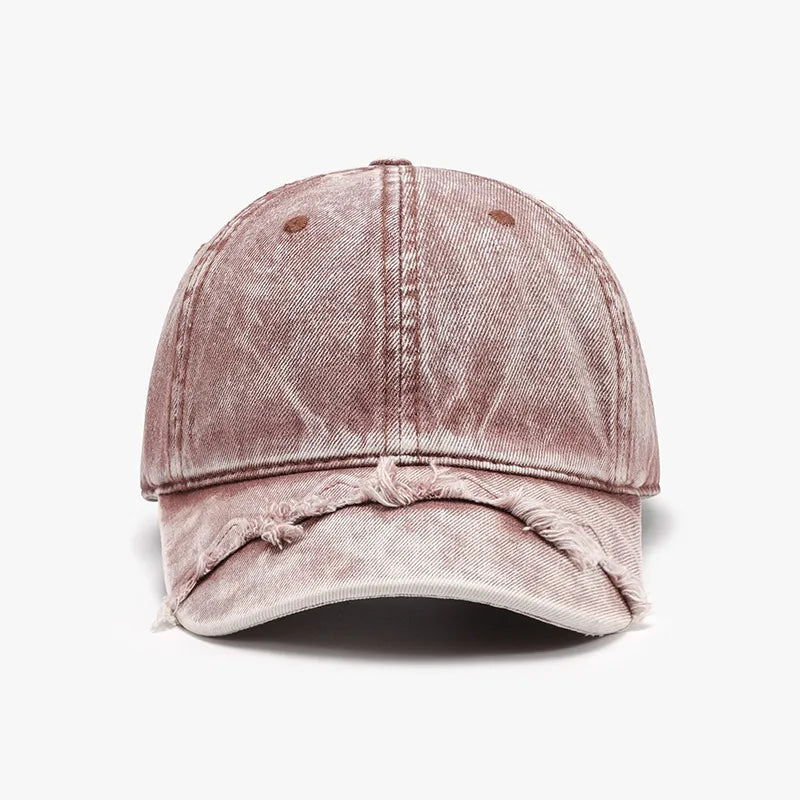 Fringe Adjustable Cotton Baseball Cap Dusty Pink One Size - Fashorio