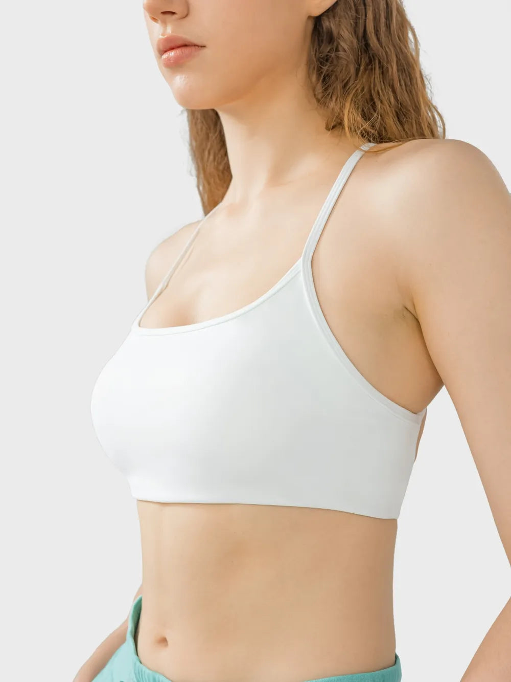Millennia Crisscross Back Scoop Neck Active Cami with Detachable Chest Pads - Fashorio