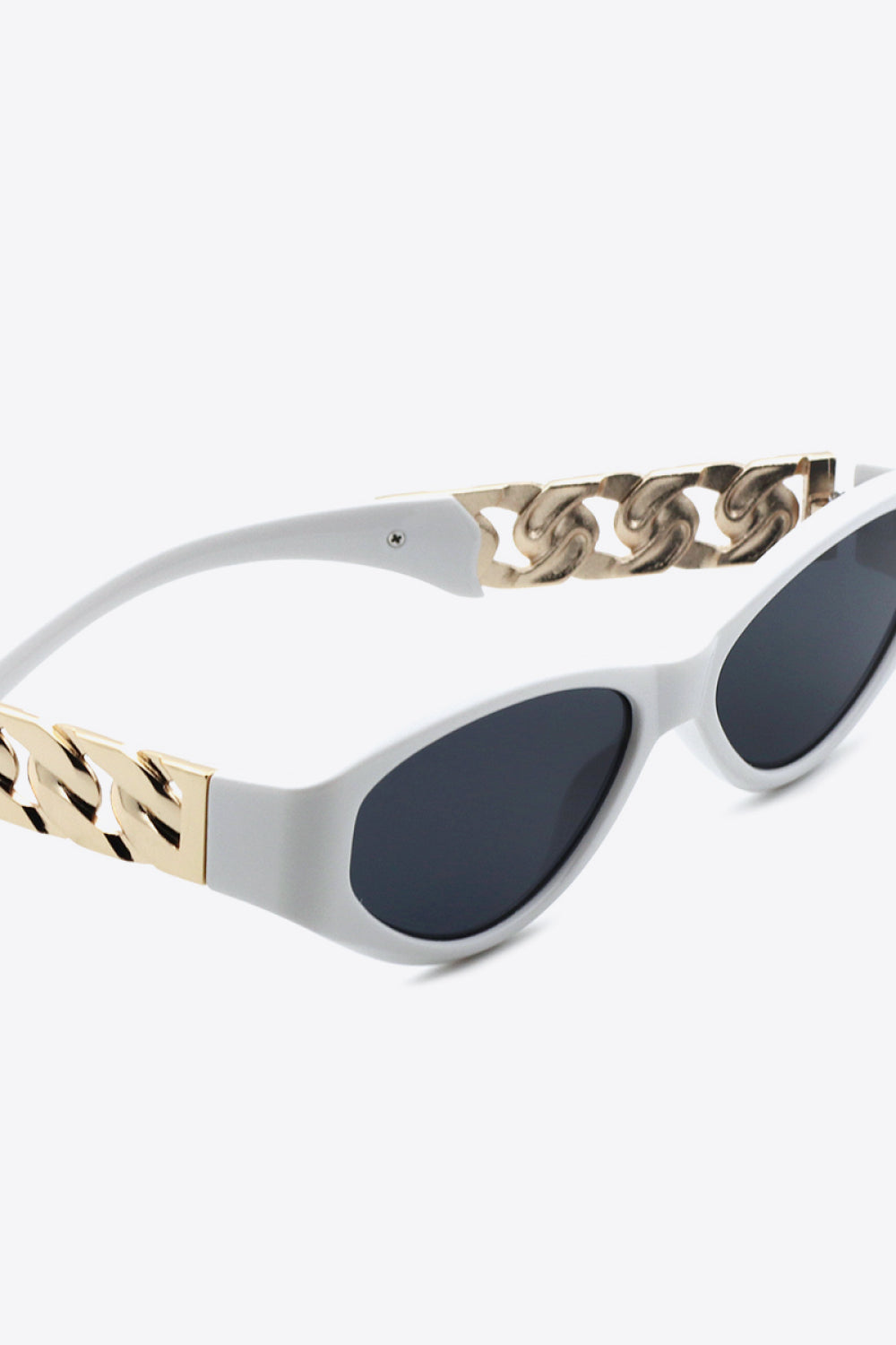 Chain Detail Temple Cat Eye Sunglasses - Fashorio