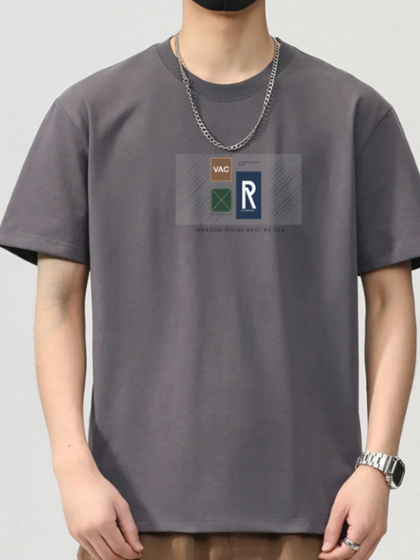 Men's Plus Size Graphic Short Sleeve T-Shirt Grey - Fashorio
