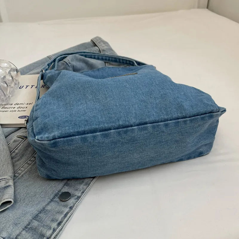Adjustable Strap Denim Shoulder Bag - Fashorio