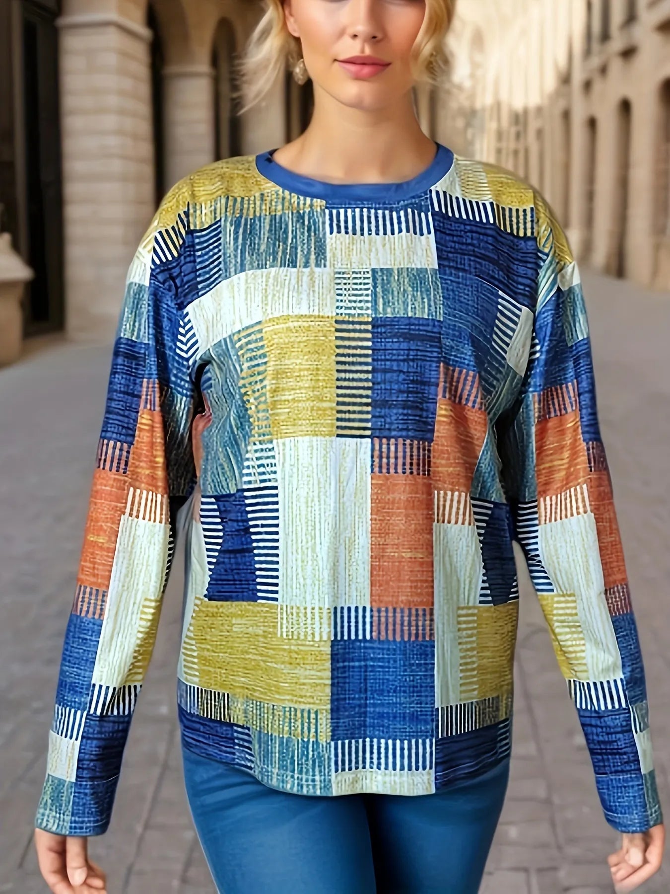 Color Block Long Sleeve T-Shirt - Fashorio