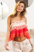 BiBi Crinkle Chiffon Ruffle Tiered Adjustable Strap Top - Fashorio
