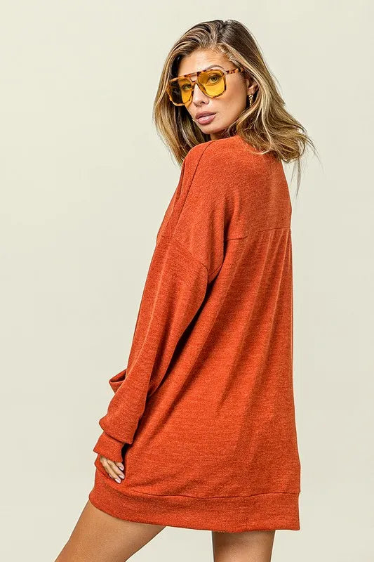 BiBi Open Front Drop Shoulder Cardigan with Pockets - Fashorio