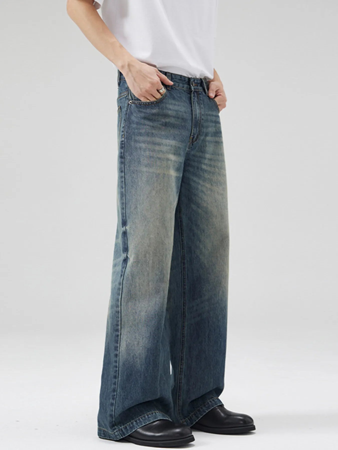 Men's Full Size Wide Leg High Waisted Jeans Plus Size - Fashorio