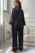Contrast Piping Button-Up Top and Pants Pajama Set - Fashorio