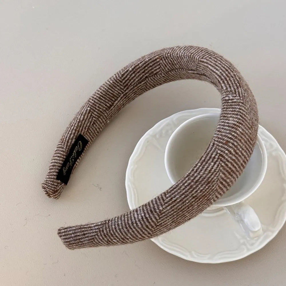 Polyester Wide Hair Headband Coffee Brown One Size - Fashorio