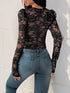 Lace Long Sleeve V-Neck Bodysuit - Fashorio