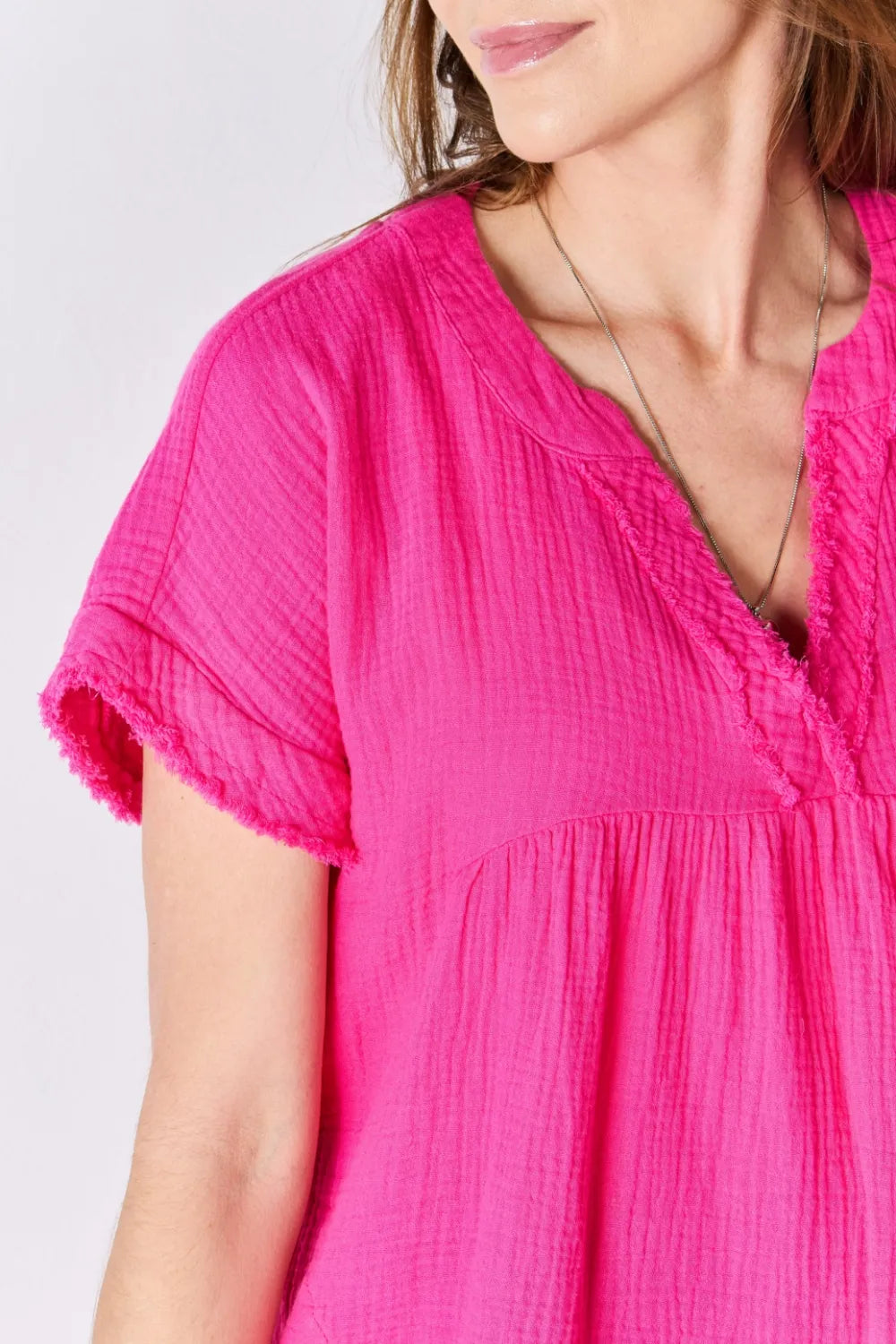 Zenana Full Size Raw Hem Short Sleeve Top - Fashorio