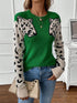 Leopard Round Neck Sweater - Fashorio