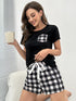 Plaid Heart Top and Shorts Lounge Set - Fashorio