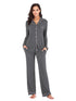 Collared Neck Long Sleeve Loungewear Set with Pockets - Fashorio