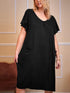 Plus Size Round Neck Short Sleeve Lounge Dress - Fashorio