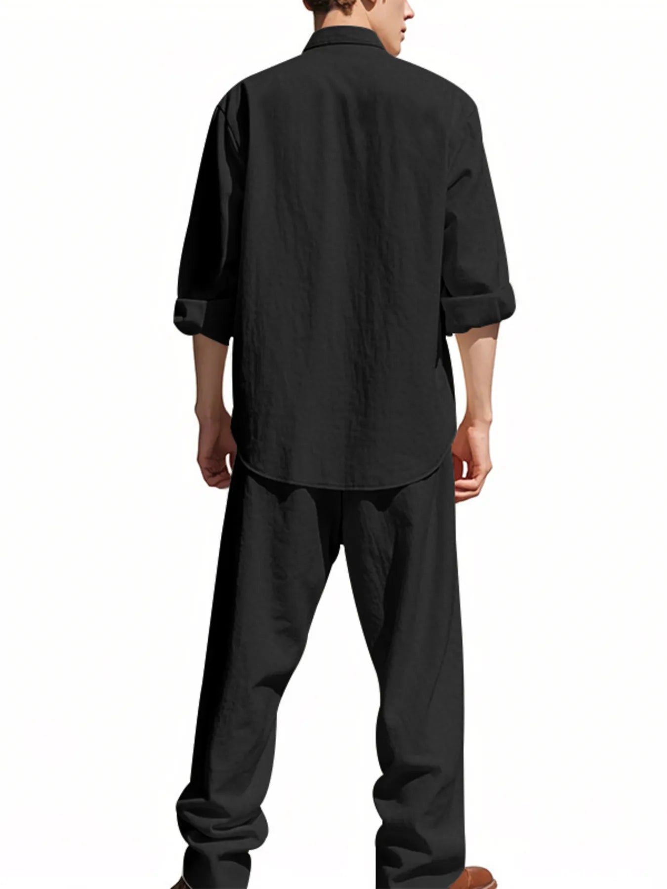 Men's Full Size Button Up Shirt and Pants Set Plus Size - Fashorio