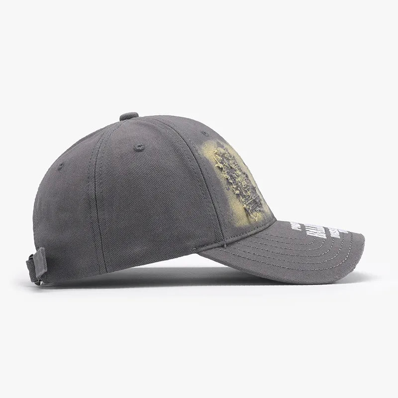 Distressed Letter Cotton Baseball Cap - Fashorio