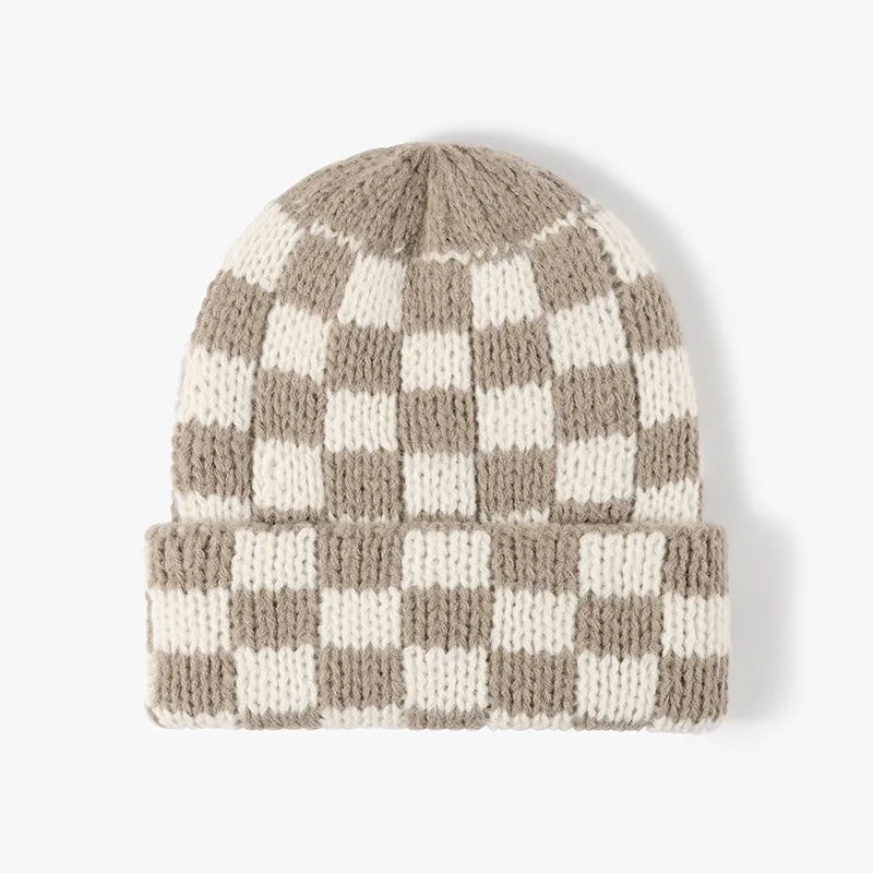 Thermal Checkered Hat Khaki One Size - Fashorio