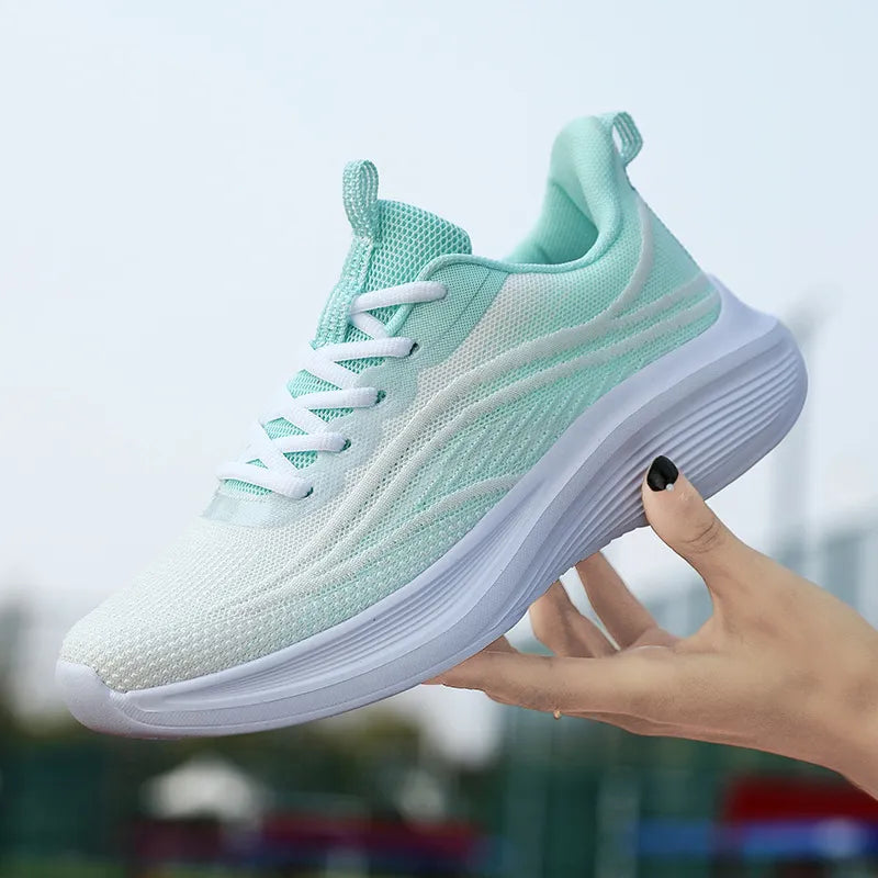 Mesh Breathable Lace Up Athletic Light Green - Fashorio