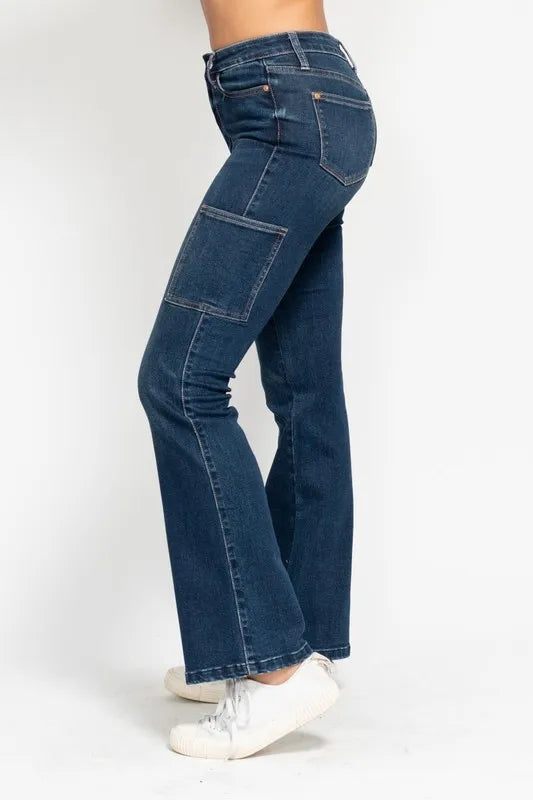 Judy Blue Full Size High Waist Cargo Bootcut Jeans Plus Size - Fashorio