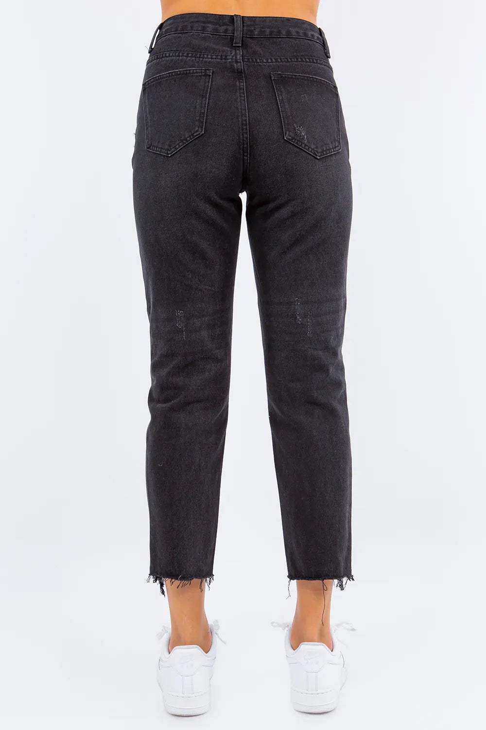 American Bazi High Waist Distressed Cropped Straight Jeans - Fashorio