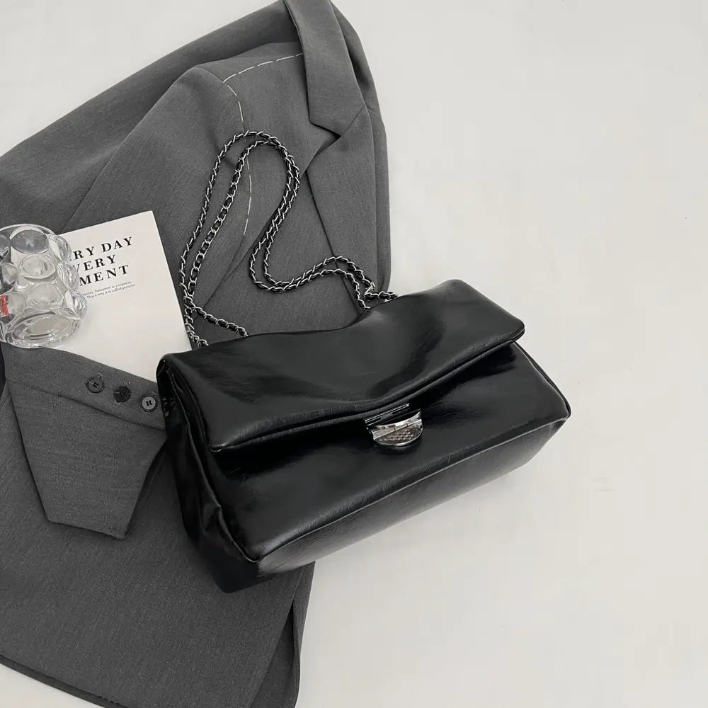 Textured PU Leather Shoulder Bag - Fashorio