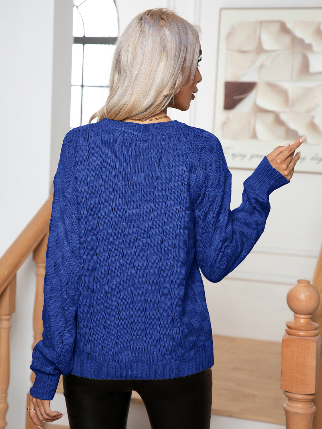 Round Neck Drop Shoulder Sweater - Fashorio