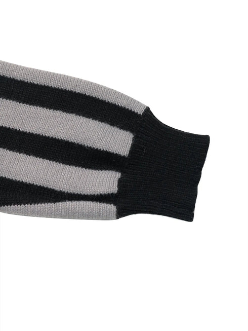 Striped Button Front Long Sleeve Sweater - Fashorio