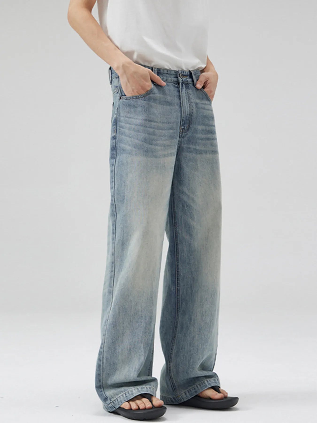 Men's Full Size Washed Wide Leg Jeans Plus Size - Fashorio