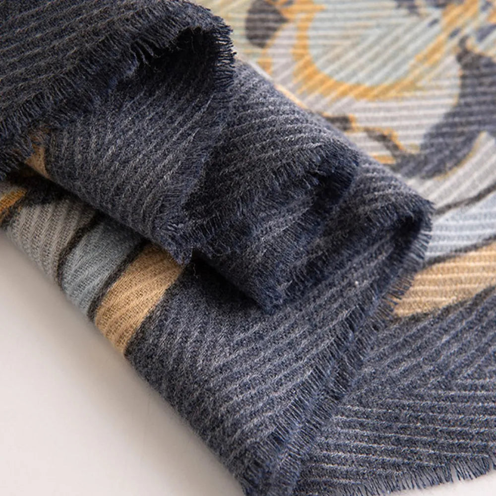 Printed Raw Hem Polyester Scarf - Fashorio