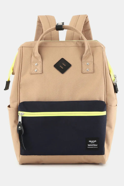 Himawari Contrast Waterproof Backpack Bag with Reinforced Edges Sand One Size - Fashorio