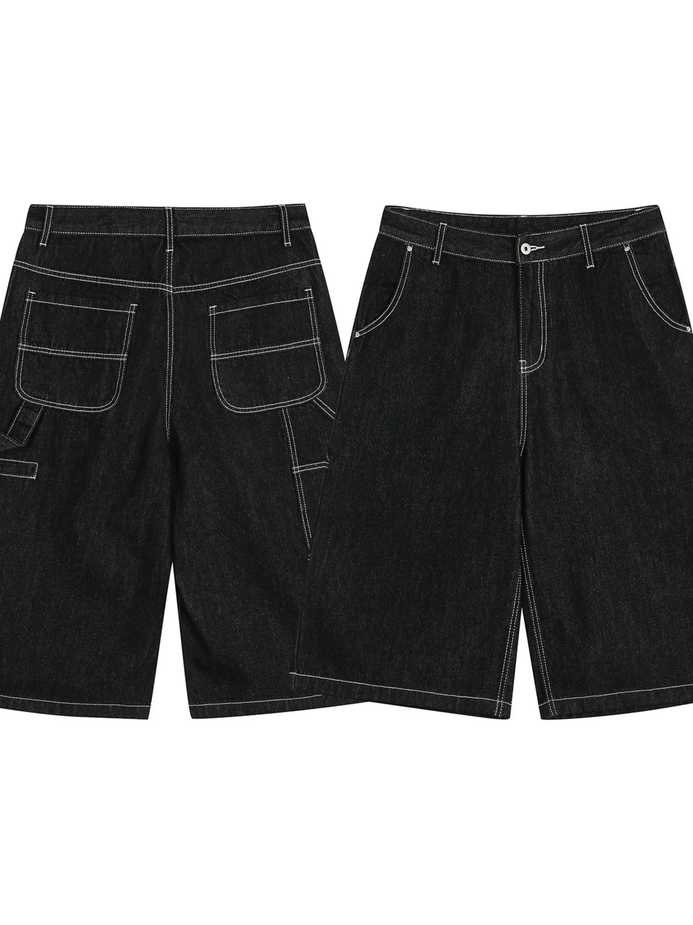 Men's Denim Shorts with Contrast Stitching - Fashorio