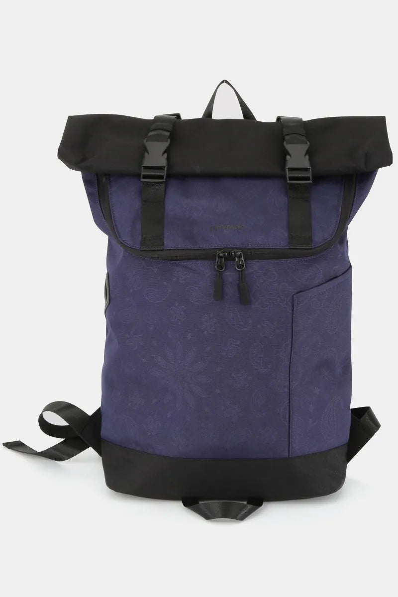 Himawari Contrast Waterproof Canvas Backpack Bag Navy One Size - Fashorio