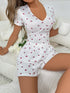 Ivy Lane Floral Ruched T-Shirt and Shorts Lounge Set White - Fashorio