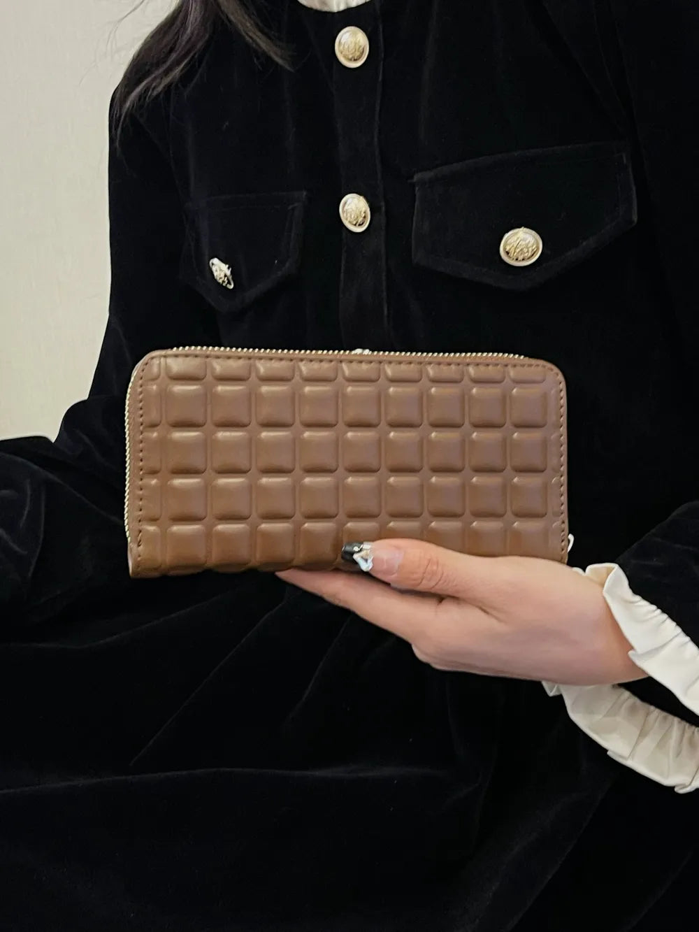 PU Leather Solid Color Wallet Brown One Size - Fashorio