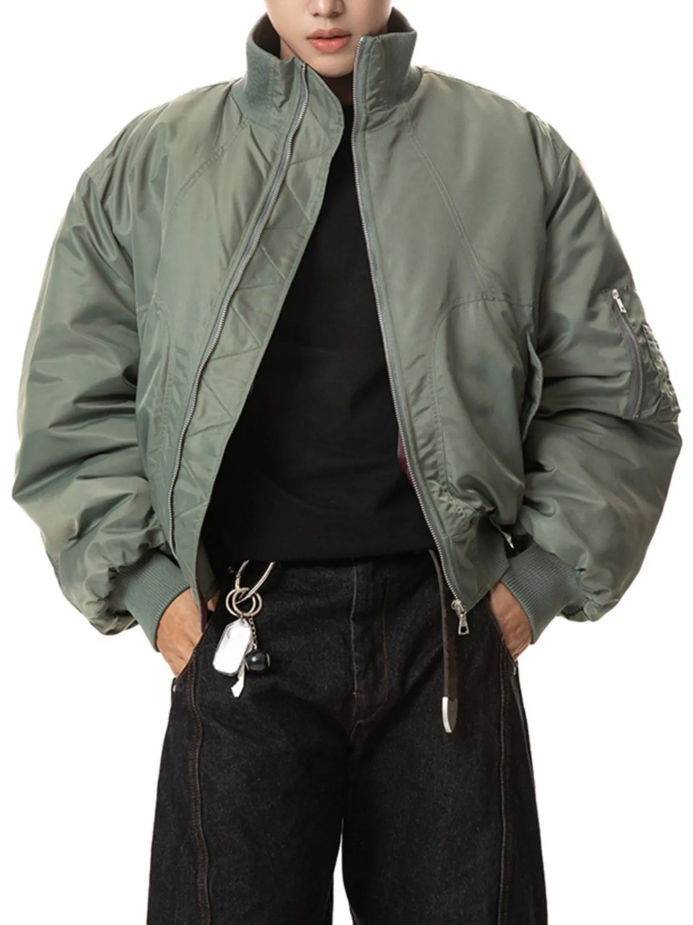 Men's Zip Up Long Sleeve Bomber Jacket - Fashorio