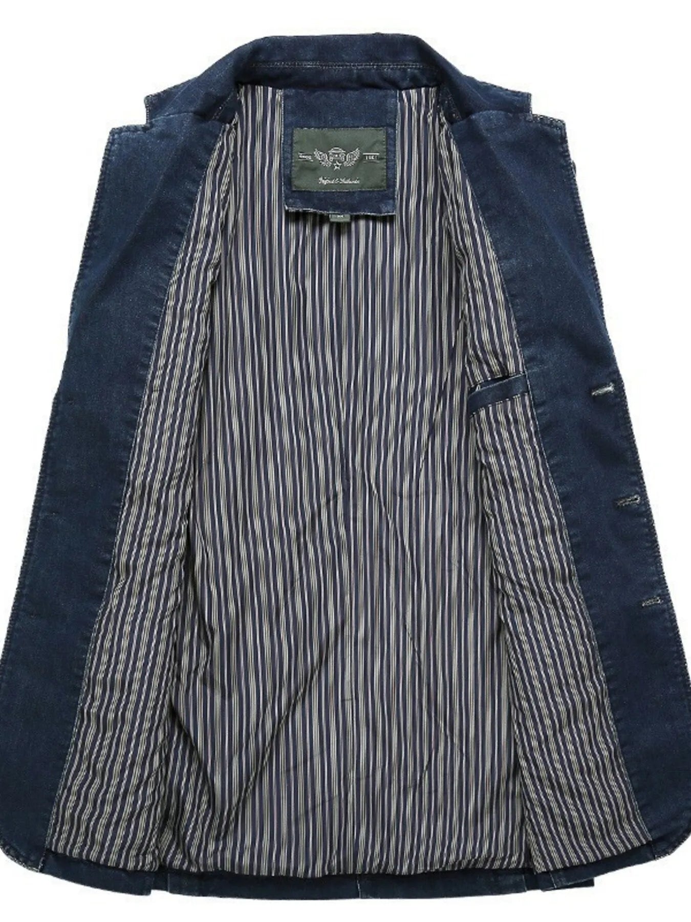 Men's Plus Size Single-Breasted Denim Blazer Jacket - Fashorio