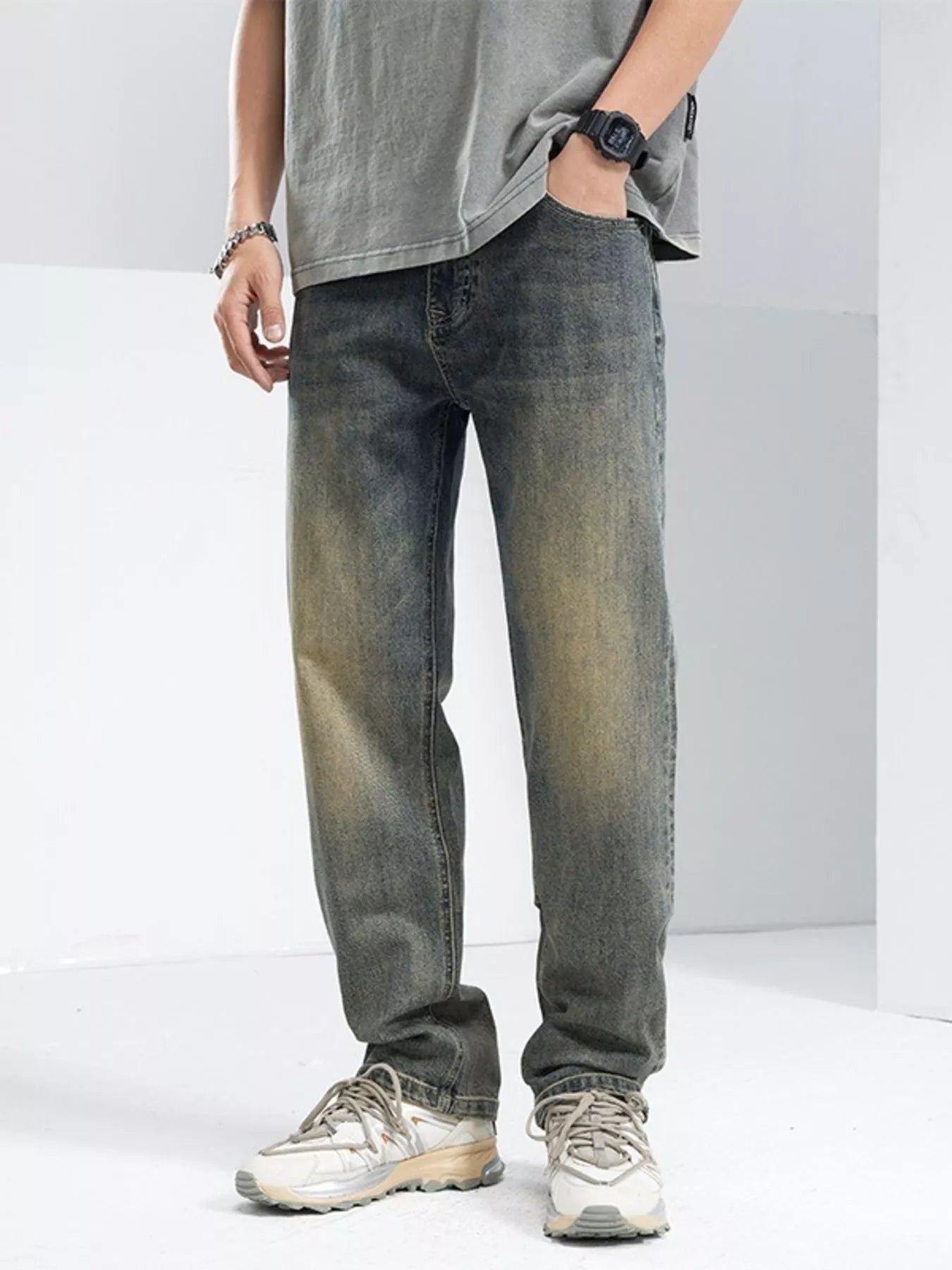 Men's Washed Loose Fit Jeans - Fashorio