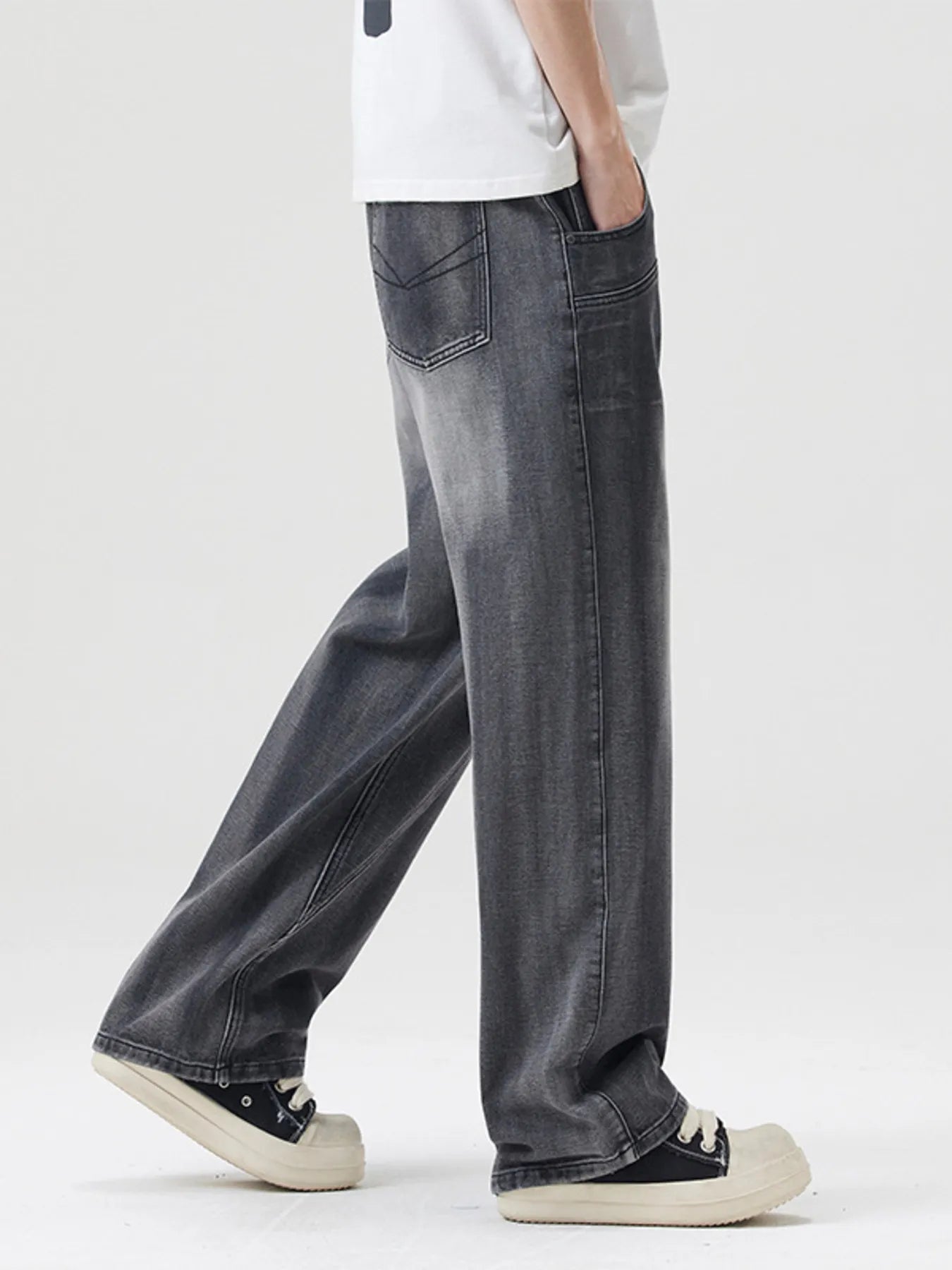 Men's Full Size Washed Wide Leg Jeans Plus Size - Fashorio
