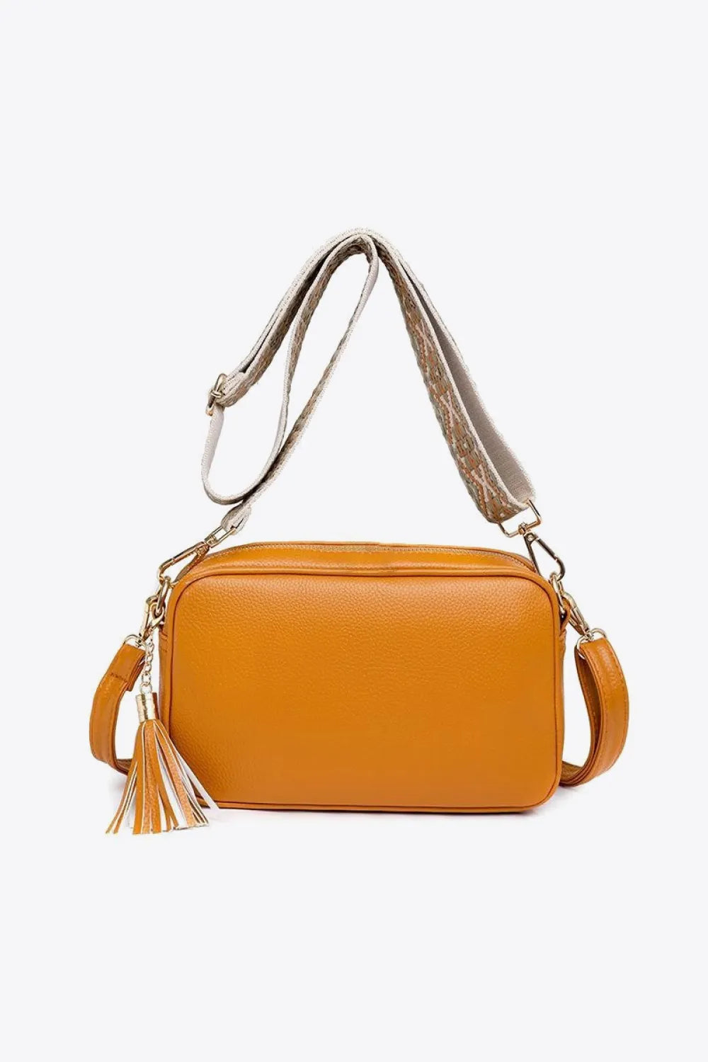 PU Leather Tassel Crossbody Bag Orange One Size - Fashorio