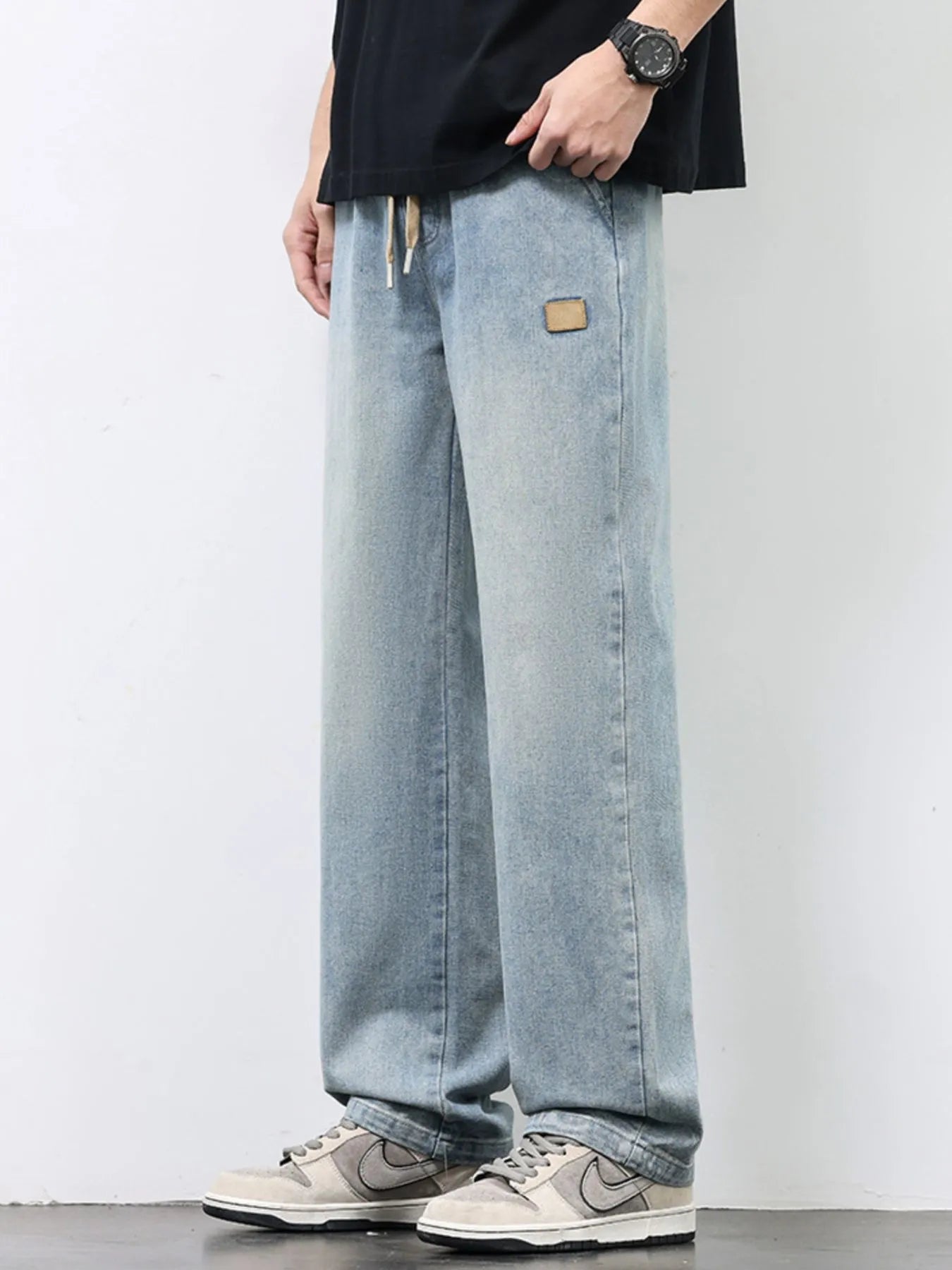 Men's Plus Size Washed Straight Leg Jeans - Fashorio