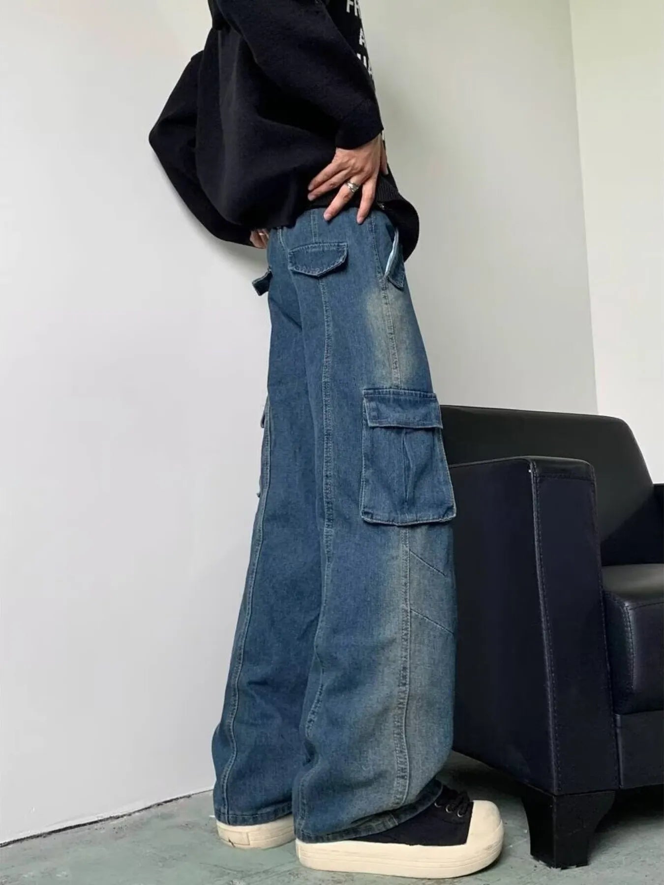 Men's Full Size Cargo Wide Leg Baggy Jeans Plus Size - Fashorio