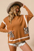 BiBi Mock Neck Sweater with Leopard Pocket - Fashorio