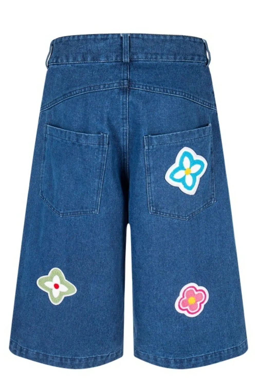 Men's Flower Patch Denim Shorts - Fashorio