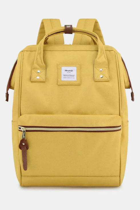 Himawari Waterproof Canvas Backpack Bag with Side Pockets Yellow One Size - Fashorio
