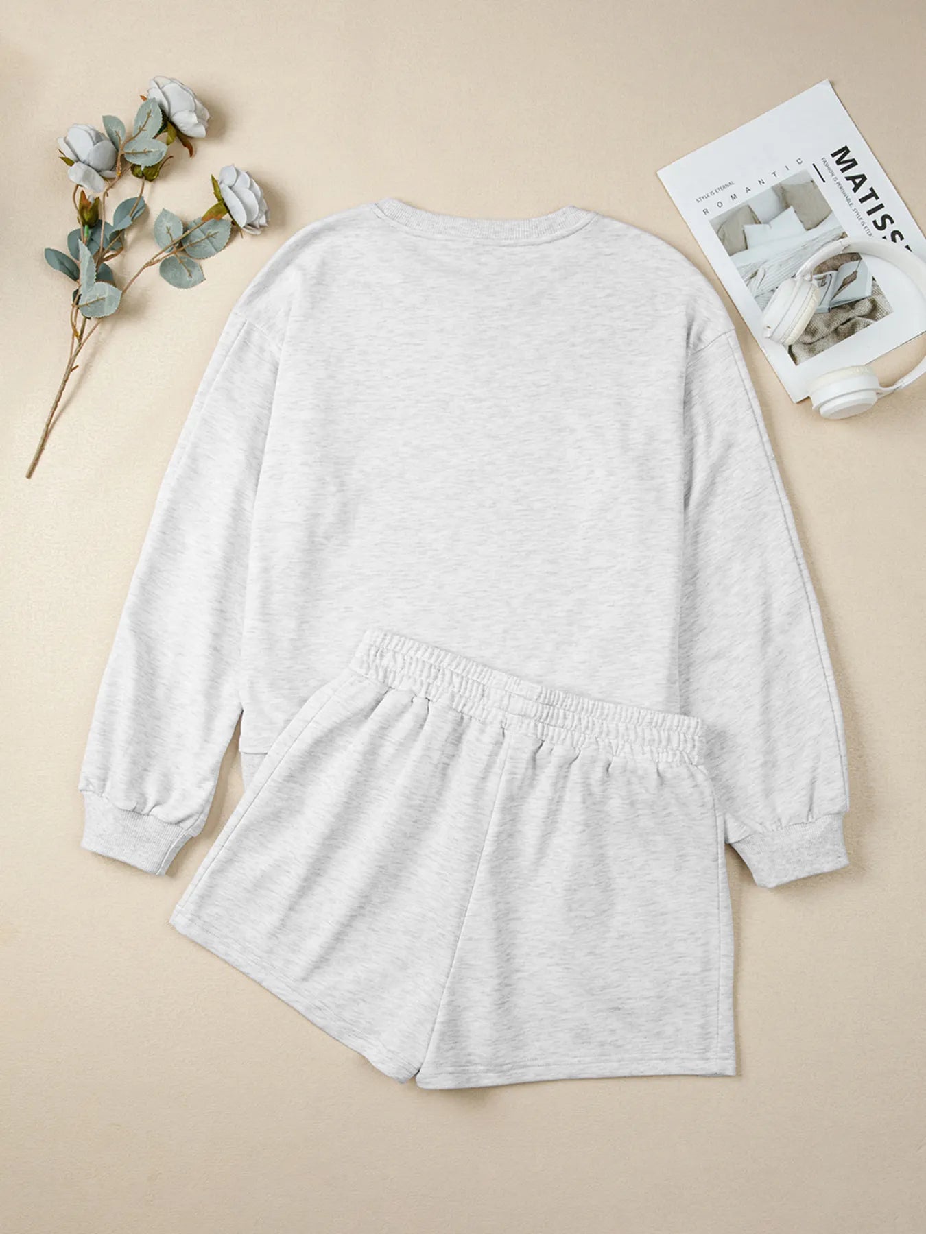 ow Embroidered Detail Puff Sleeve Top and Shorts 2pcs Set - Fashorio