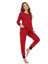 Round Neck Top and Pants Lounge Set - Fashorio