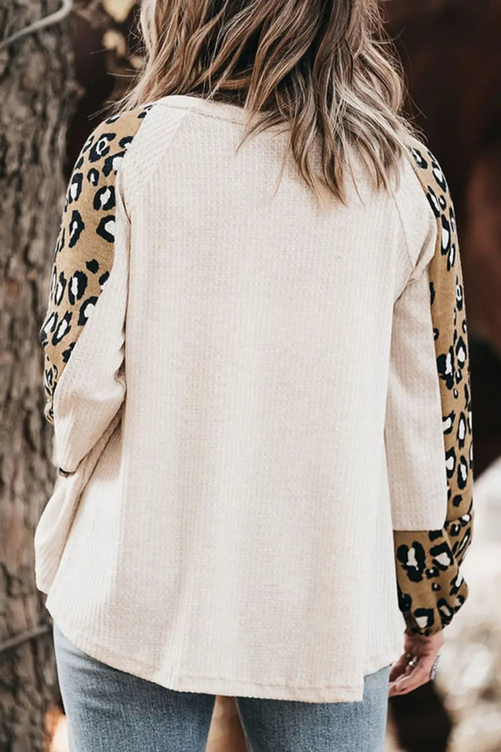 Plus Size Leopard V-Neck Raglan Sleeve Blouse - Fashorio