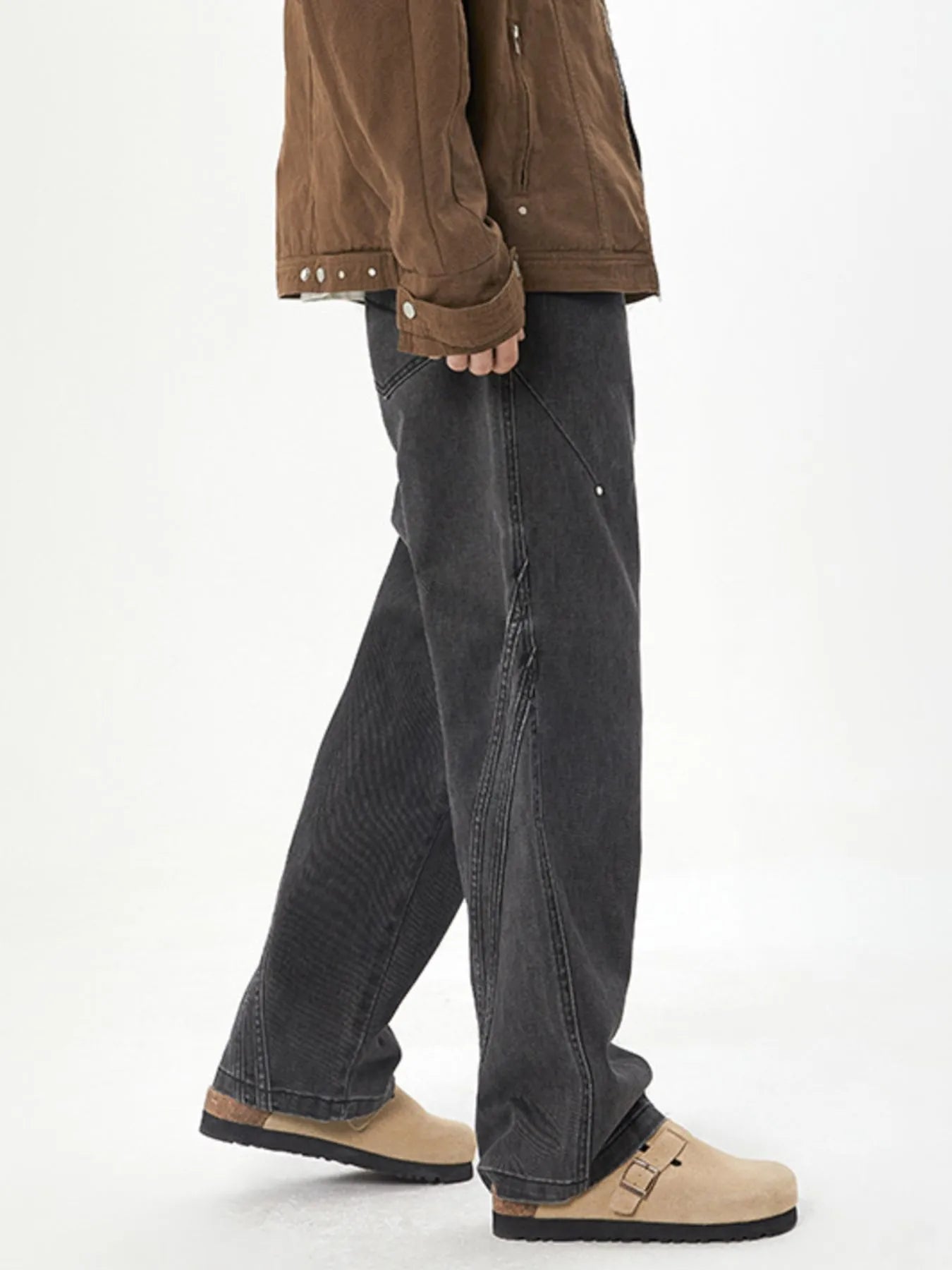 Men's Full Size Washed Straight Leg Jeans Plus Size - Fashorio
