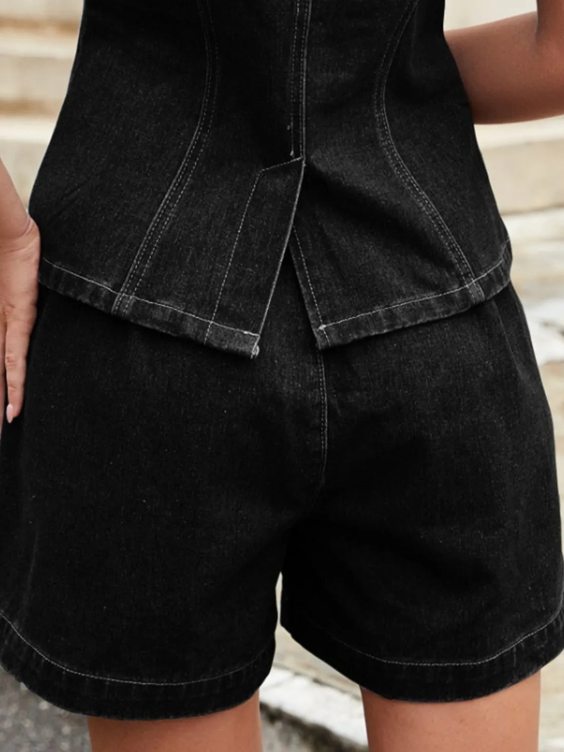 High-Waisted Denim Shorts - Fashorio