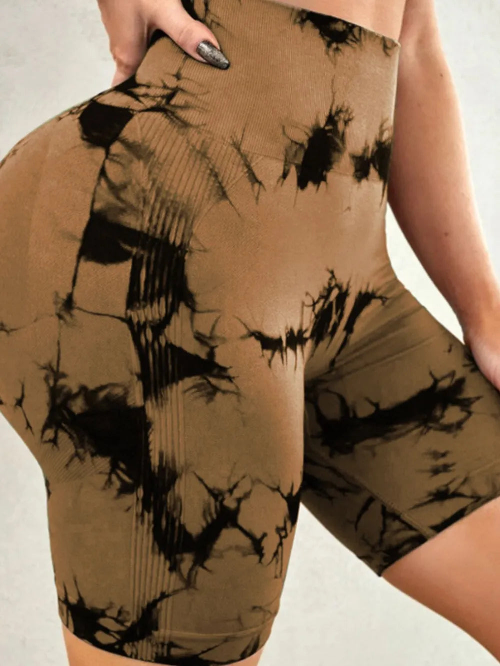 Tie-Dye High Waist Active Shorts - Fashorio